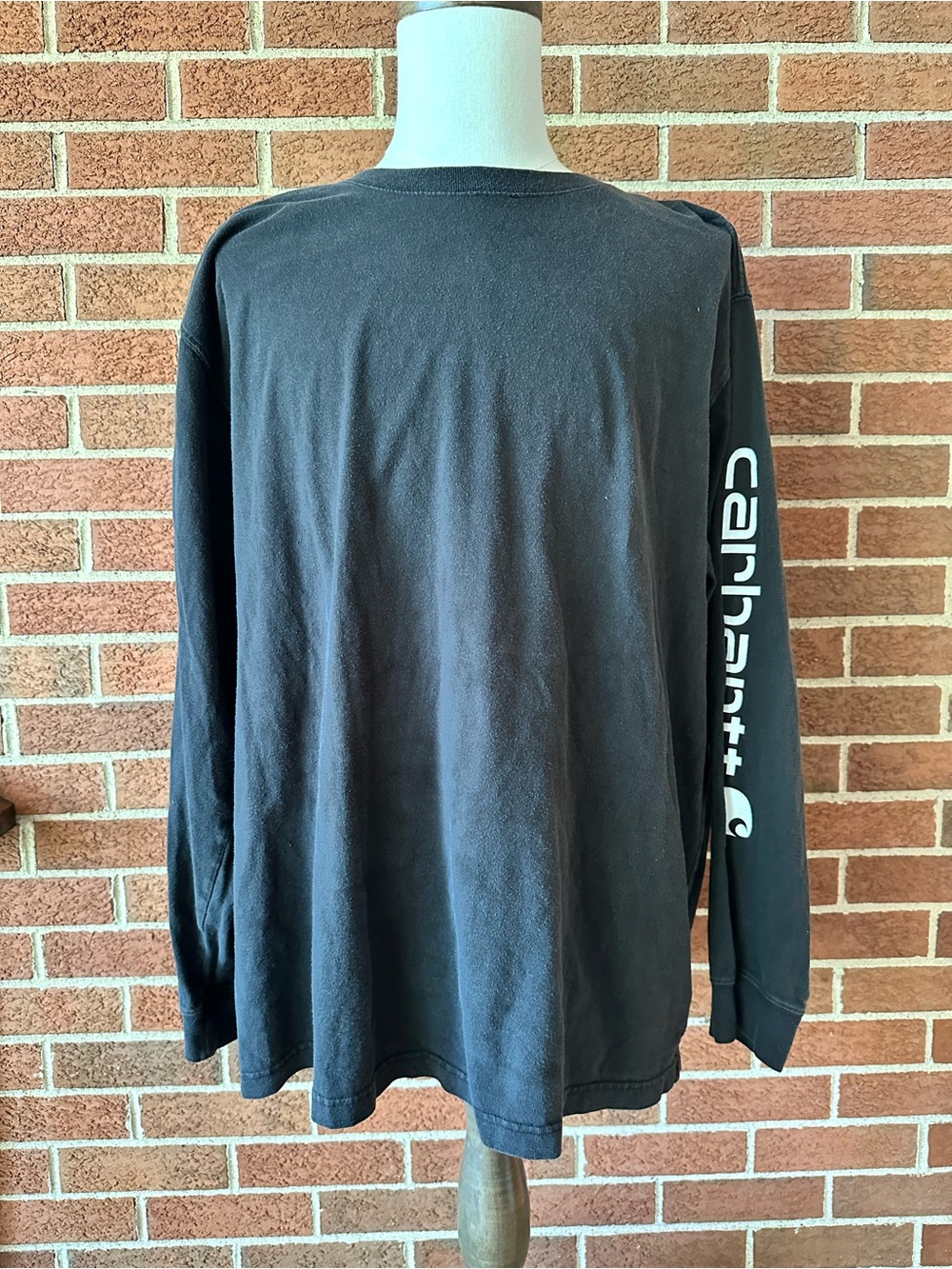Carhartt Black Long-Sleeve Crew with White Sleeve Logo, XL
